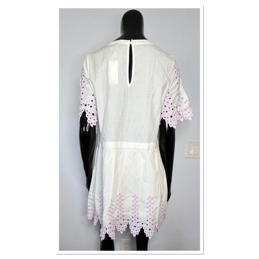 Sugar + Lips 2 Show Stopper White & Purple Embroidery Trimmed Dress Sz S NWT - Picture 7 of 12